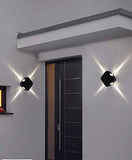 16W LED Cube Laser Outdoor Exterior Wall Step UP Down Left Right Light Fixture Waterproof Lamp Black Finish (Warm White) - Wall Light