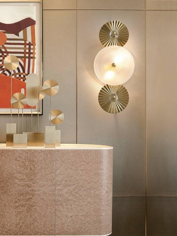 3 Light Modern Golden Glass LED Wall Art Lamp - Warm White - Wall Light