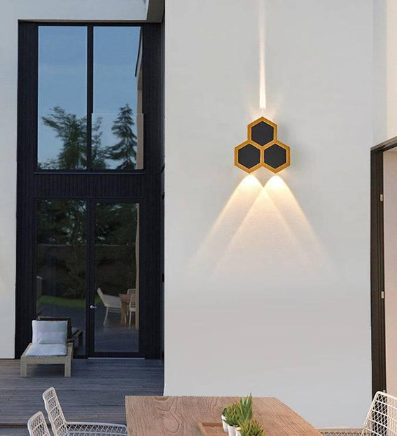 3W LED Black Gold Waterproof Outdoor Wall Lamp Up Down Light - Warm White - Wall Light
