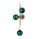 4 Light Gold Metal Green Glass Ball Wall Light Metal - Warm White - Wall Light