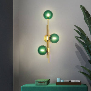 4 Light Gold Metal Green Glass Ball Wall Light Metal - Warm White - Wall Light