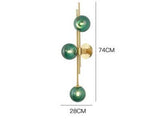 4 Light Gold Metal Green Glass Ball Wall Light Metal - Warm White - Wall Light