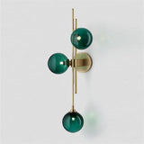 4 Light Gold Metal Green Glass Ball Wall Light Metal - Warm White - Wall Light