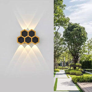 5W LED Black Gold Waterproof Outdoor Wall Lamp Up Down Light - Warm White - Wall Light