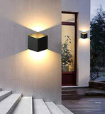6W Led Wall Sconces Light Black Gold Cube Up Down Surface Mounted Outdoor Lamp Up & Down (Warm White) - Wall Light