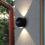 8W LED Ball Outdoor Wall UP Down Light Waterproof Lamp Black Finish (Warm White) - Wall Light