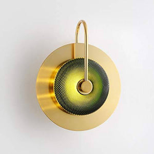 Creative Modern Minimalist Gold Green Drums Shape LED Wall Lamp for Bedside Hallway Bathroom Mirror Light- Warm White - Wall Light