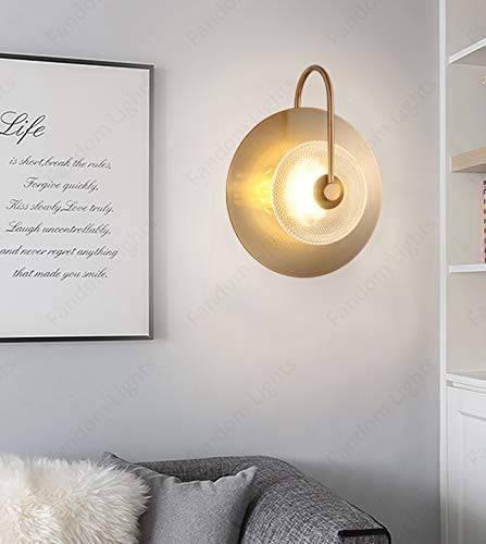 Creative Modern Minimalist Gold Transparent Drums Shape LED Wall Lamp for Bedside Hallway Bathroom Mirror Light- Warm White