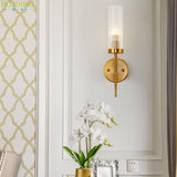 Gold Amber Glass Long Wall Light - Gold Warm White - Wall Light
