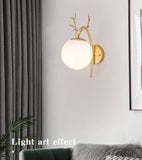 Gold Frosted Glass Ball Deer Wall Light Metal - Gold Warm White - Wall Light