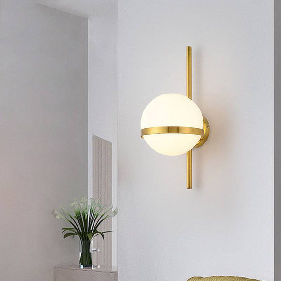 Gold Frosted Glass Ball Stick Wall Light Metal - Warm White - Wall Light
