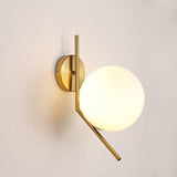 Gold Frosted Glass Ball Wall Light Bend Shape Metal - Gold Warm White - Wall Light