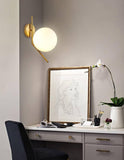 Gold Frosted Glass Ball Wall Light Bend Shape Metal - Gold Warm White - Wall Light