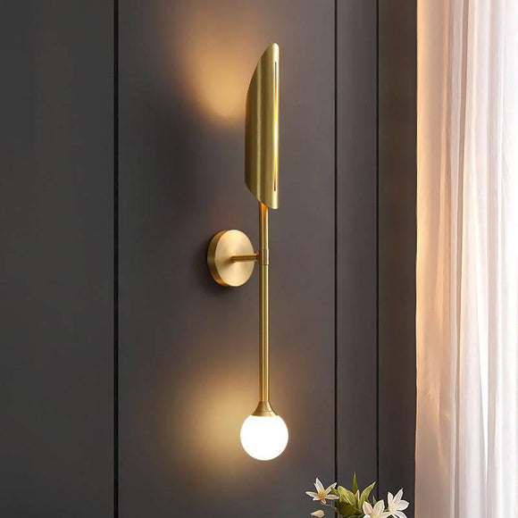 Gold Long Frosted Glass Ball Wall Light Copper Metal - Gold Warm White - Wall Light