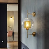Gold Round Long Clear Glass Wall Light Metal - Gold Warm White - Wall Light