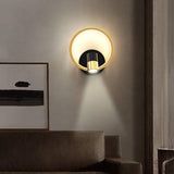 LED 18W Gold Black Round Modern Bedside Wall Ceiling Light with Spot - Warm White - Wall Light