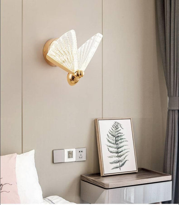 Led Acrylic Butterfly Shape Golden Metal Wall Light - Warm White - Wall Light