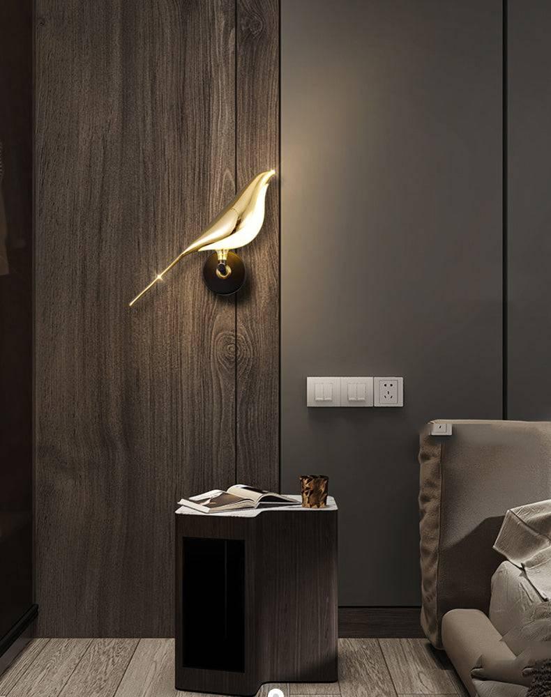 Led Bird Modern Gold Black Metal Wall Light For Drawing Room Warm White Ashish Electrical India