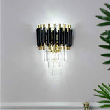 Led Crystal Modern Black Gold Metal Wall Light for Drawing Room (C095) - Warm White - Wall Light