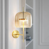Led Gold Amber Glass Wall Light Metal - Gold Warm White - Wall Light