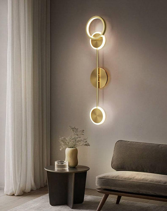 LED Gold Long 3 Rings Wall Light - Warm White - Wall Light