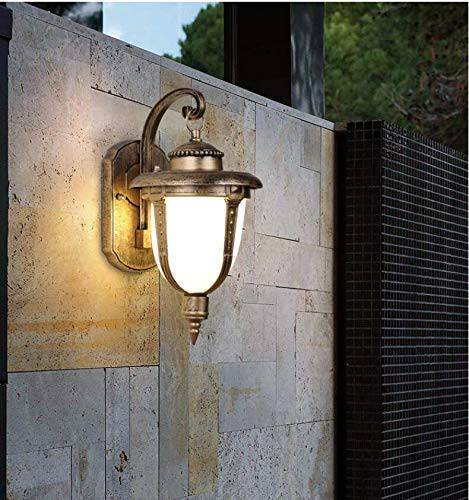 Outdoor Wall Light Fixture Bronze Exterior Wall Lantern Waterproof Sconce Porch Lights Wall Mount with Water Glass Shade for House (M6633) - Warm White - Wall Light