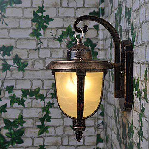 Outdoor Wall Light Fixture Bronze Exterior Wall Lantern Waterproof Sconce Porch Lights Wall Mount with Water Glass Shade for House M6633 Warm White