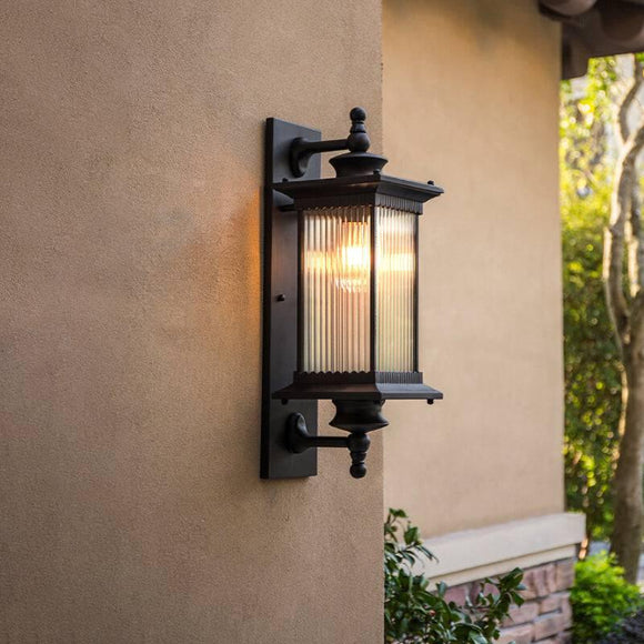 Outdoor Wall Light Fixture Coffer Color Exterior Lantern Waterproof - Warm White - Wall Light