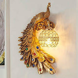 Peacock Wall Lamp LED Night Lights European Creative Peacock Wall Lamp Bedroom Bedside Lamp - Gold - Wall Light