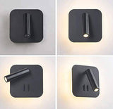 Reading Black SQUARE 3W 6W Strip light bedroom Study living room Sconce Adjustable With Switch Bedside Wall light - WARM WHITE - Wall Light