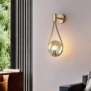 Retro Glass Ball Wall Light Modern Copper Metal Bedroom Living Room Hotel Lighting Wall Light - Gold Warm White - Wall Light