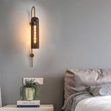 Smokey Long Glass Wall Light Modern Copper Metal Bedroom Living Room Wall Light - Gold Warm White - Wall Light