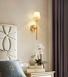 Wall Light Model 2 Long Wall Sconce Light Fixture - Brushed Gold with Fabric Shade - Wall Light