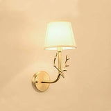 Wall Light Stag Wall Sconce Light Fixture - Brushed Gold with Fabric Shade - Wall Light