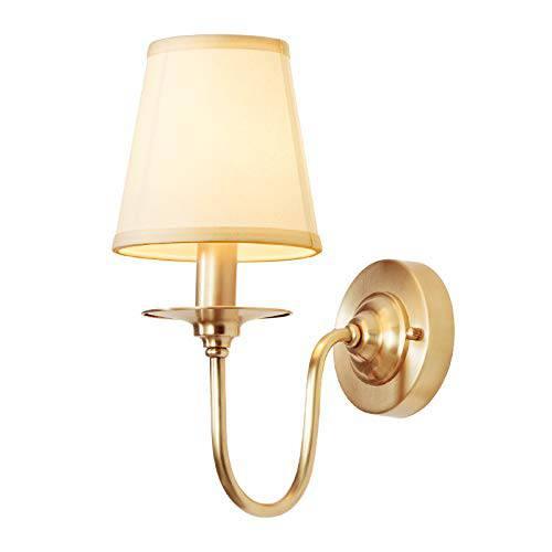 Wall Light Wall Sconce Light Fixture - Brushed Brass with Fabric Shade - Wall Light