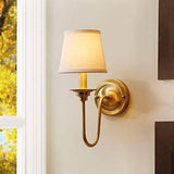 Wall Light Wall Sconce Light Fixture - Brushed Brass with Fabric Shade - Wall Light